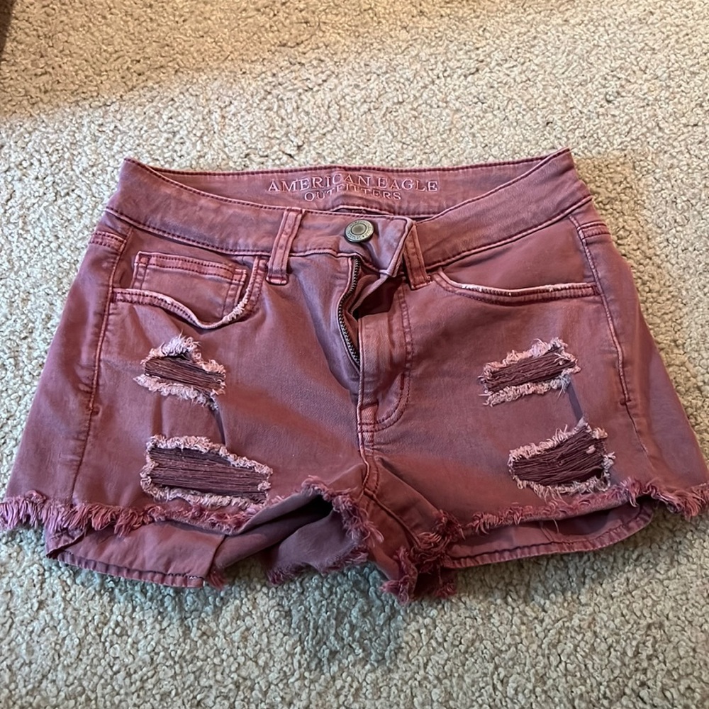 American Eagle Denim Light Pink Hi-Rise Shortie